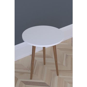 Remaks Barcelona Fiskos Çay Sehpası Yan Sehpa Beyaz Servis Sehpası Saksılık