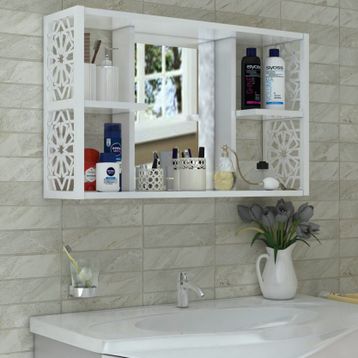 Remaks Beyaz Aynalı Lavabo Banyo Dolabı