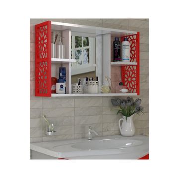 Remaks Kırmızı Aynalı Lavabo Banyo Dolabı