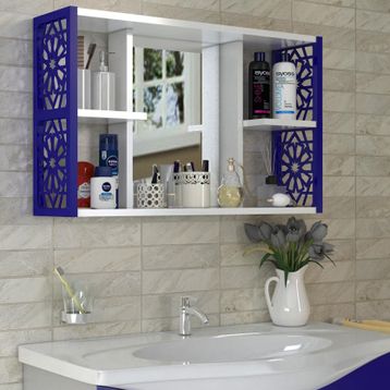 Remaks Mavi Aynalı Lavabo Banyo Dolabı