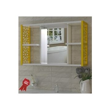 Remaks Sarı Aynalı Lavabo Banyo Dolabı