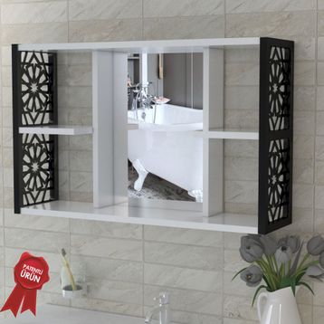 Remaks Siyah Aynalı Lavabo Banyo Dolabı
