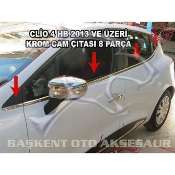 Renault Clio 4 HB 2012 Üzeri 8 Parça Krom Cam Çıtası