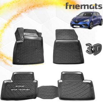 Renault Clio 4 Siyah 3D Havuzlu Paspas