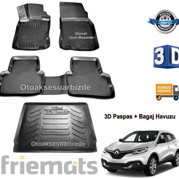 Renault Kadjar Siyah 3D Havuzlu Paspas