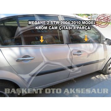 Renault Megane 2 2004-2010 4 Parça Krom Cam Çıtası