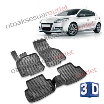 Renault Megane 3 Siyah 3D Havuzlu Paspas