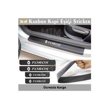 Renault Toros 4 Adet Karbon Kapı Eşiği Sticker