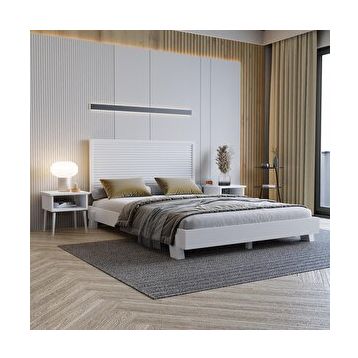 Renazzo Mobilya Alaz Model Yatay 120x200 cm Beyaz Renk Çam Ahşap Karyola