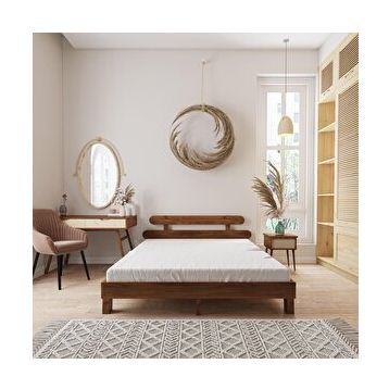 Renazzo Mobilya Damla Model 120x200 cm Ceviz Renk Çam Ahşap Karyola