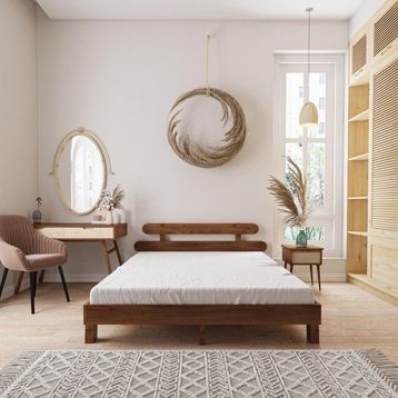 Renazzo Mobilya Damla Model 120x200 cm Ceviz Renk Çam Ahşap Karyola