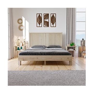 Renazzo Mobilya Ebruli Model 120x200 cm Vernikli Çam Ahşap Karyola