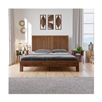 Renazzo Mobilya Ebruli Model Ceviz 120x200 cm Çam Ahşap Karyola