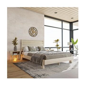 Renazzo Mobilya Hüma Model Vernikli Çam Ahşap Yatay 120x200 cm Karyola