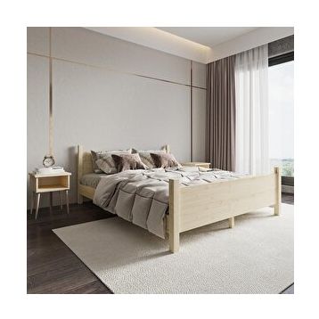 Renazzo Mobilya Melodi Model 120x200 cm Doğal Çam Ahşap Karyola