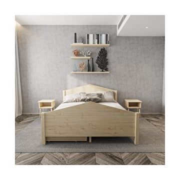 Renazzo Mobilya Milano Model 120x200 cm İki Çekmeceli Doğal Çam Ahşap Karyola