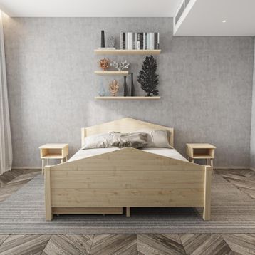 Renazzo Mobilya Milano Model 120x200 cm İki Çekmeceli Doğal Çam Ahşap Karyola