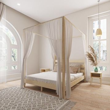 Renazzo Mobilya Natura Model Cibindirik Askılıklı 120x200 cm Vernikli Çam Ahşap Karyola