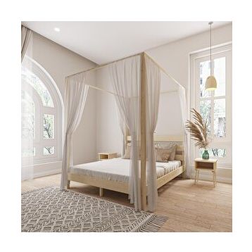 Renazzo Mobilya Natura Model Cibindirik Askılıklı 120x200 cm Vernikli Çam Ahşap Karyola
