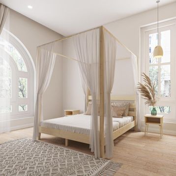Renazzo Mobilya Natura Model Cibindirik Askılıklı 120x200 cm Vernikli Çam Ahşap Karyola