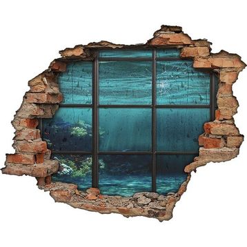 Renkselart Deniz Dibi, Okyanus, Kırık Cam, Tuğla 3D Görünümlü Duvar Sticker