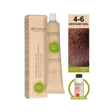Renna 4-6 Kestane Kızıl Amonyaksız Bitkisel Yıpranmış Saçlar İçin 60 ml Saç Boyası
