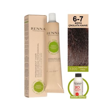 Renna 6-7 Koyu Çikolata Kahve Amonyaksız Bitkisel Yıpranmış Saçlar İçin 60 ml Saç Boyası