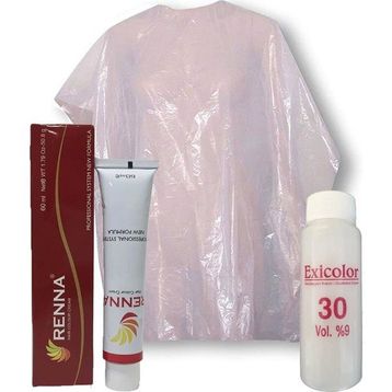 Renna 8.44 Kızıl Bakır 60 ml Saç Boyası + Exicolor 60 ml 30 Volüm Oksidan + Boya Naylonu