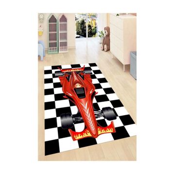 Resmiro MRC1457 Formula Bir Araba Desenli Dijital Baskılı Halı