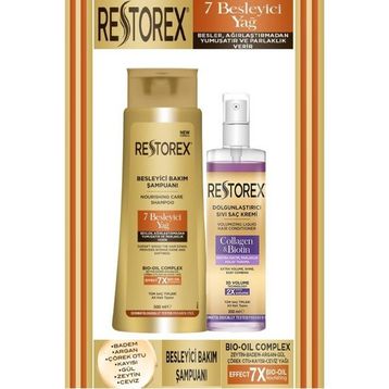 Restorex 7 Besleyici Yağ 500 ml Şampuan+Dolgunlaştırıcı 200 ml Sıvı Saç Kremi