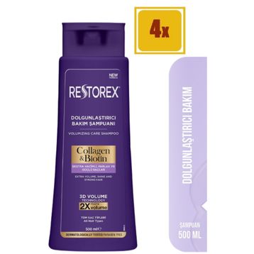 Restorex Kolajen ve Biotin Dolgunlaştırıcı 4x500 ml Şampuan