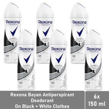 Rexona Invisible Black + White Fresh Kadın Sprey Deodorant 6x150 ml
