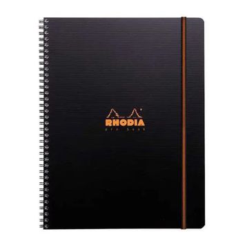 Rhodia Active Siyah İç Cepli Spiralli 90 gr 80 Yaprak 225x297 mm Çizgili Defter