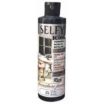 Rich Boya 874 Siyah 240 cc Selfy Decor Vernikli Mobilya Boyası