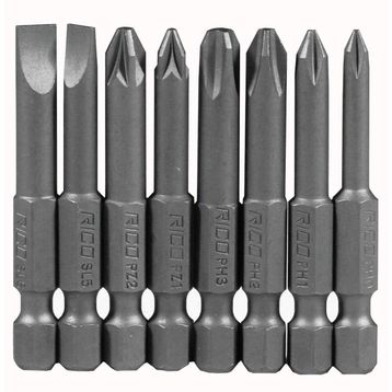 Rico 005-KK1130 PH+PZ+SL 8 Parça 50 mm Yıldız Düz Bits Uç Seti