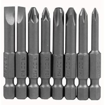 Rico 005-KK1130 PH+PZ+SL 8 Parça 50 mm Yıldız Düz Bits Uç Seti