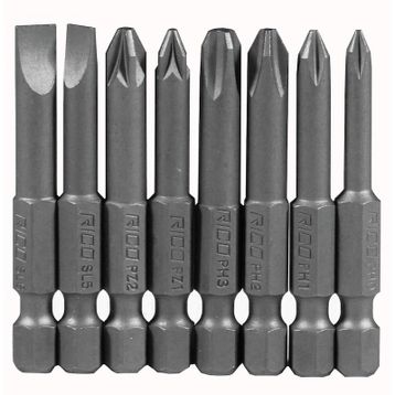 Rico 005-KK1130 PH+PZ+SL 8 Parça 50 mm Yıldız Düz Bits Uç Seti
