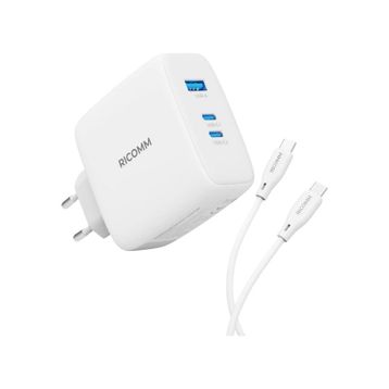 Ricomm 140 W GAN 3 Portlu USB-C+USB-A QC5.0 PD3.1 Destekli Type-C Hızlı Şarj Cihazı