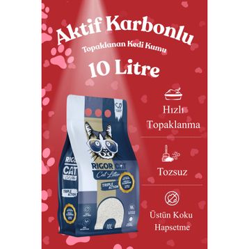Rigor Cat Aktif Karbonlu Topaklanan 10 lt Kedi Kumu