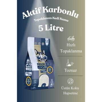 Rigor Cat Aktif Karbonlu Topaklanan 5 lt Kedi Kumu