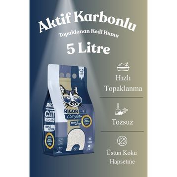 Rigor Cat Aktif Karbonlu Topaklanan 5 lt Kedi Kumu