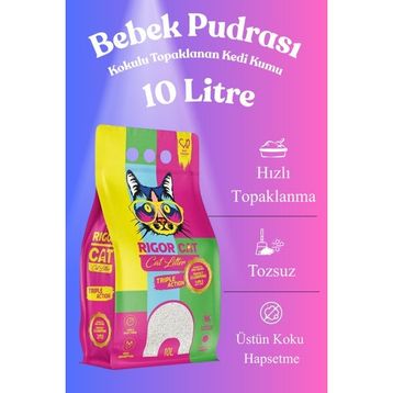Rigor Cat Bebek Pudralı Topaklanan 10 lt Kedi Kumu