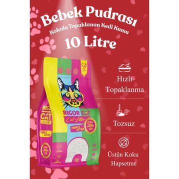 Rigor Cat Bebek Pudralı Topaklanan 10 lt Kedi Kumu
