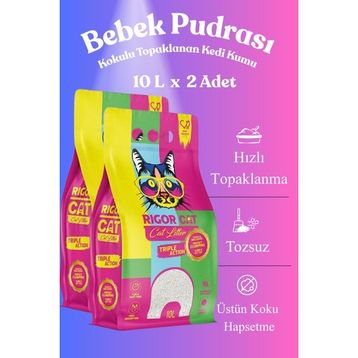 Rigor Cat Bebek Pudralı Topaklanan 2x10 lt Kedi Kumu