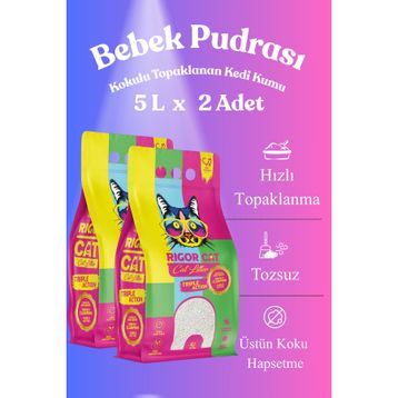 Rigor Cat Bebek Pudralı Topaklanan 2x5 lt Kedi Kumu