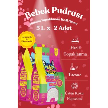 Rigor Cat Bebek Pudralı Topaklanan 2x5 lt Kedi Kumu