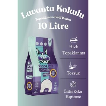 Rigor Cat Lavanta Kokulu Bentonit 10 lt Kedi Kumu