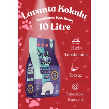 Rigor Cat Lavanta Kokulu Bentonit 10 lt Kedi Kumu