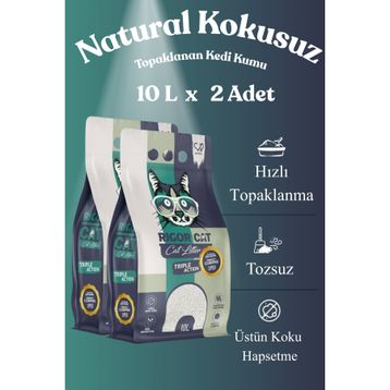 Rigor Cat Natural Kokusuz Topaklanan 2x10 lt Kedi Kumu