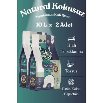 Rigor Cat Natural Kokusuz Topaklanan 2x10 lt Kedi Kumu